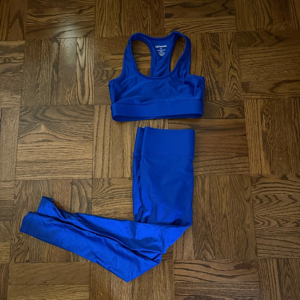 ALL ACCESS Blue Leggings and Sports Bra Set